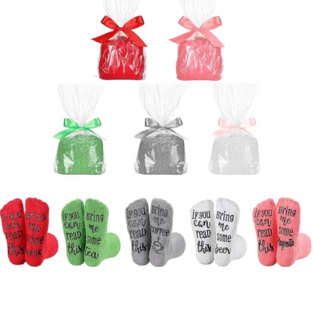 Fuzzy FUN Socks with Cupcake Gift Packaging and Message on Sole